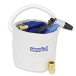HoseCoil Canvas Bucket Kit with 75′ Expandable Hose, Rubber Tip Nozzle, & Quick Release